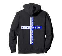 Back The Blue Faith Over Fear Christian Art sul Retro Felpa con Cappuccio