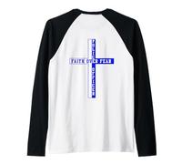 Back The Blue Faith Over Fear Christian Art sul Retro Maglia con Maniche Raglan