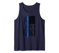 Back The Blue Thin Blue Line Distressed USA Flag Canotta