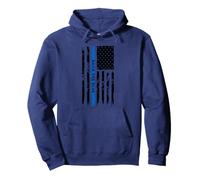 Back The Blue Thin Blue Line Distressed USA Flag Felpa con Cappuccio