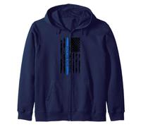 Back The Blue Thin Blue Line Distressed USA Flag Felpa con Cappuccio