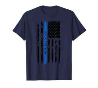 Back the Blue Thin Blue Line Distressed USA Flag Maglietta