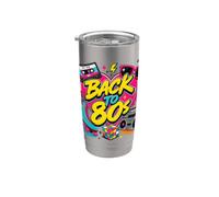 Back to 80s Retro Boom Box Roller Skate Occhiali da sole Rubik Bicchiere termico in acciaio inox doppia parete