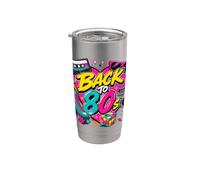 Back to 80s Retro Boom Box Roller Skate Occhiali da sole Rubik Bicchiere termico in acciaio inox doppia parete