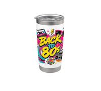 Back to 80s Retro Boom Box Roller Skate Occhiali da sole Rubik Bicchiere termico in acciaio inox doppia parete