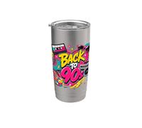 Back to 90s Nostalgia Roller Skate Boombox Cassette anni Novanta Bicchiere termico in acciaio inox doppia parete