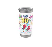Back To 90's Tees Vintage Retro 90's Outfit Graphic Design Bicchiere termico in acciaio inox doppia parete