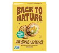 Back to Nature Cracker di grano macinati a pietra, rosmarino e olio d'oliva, senza latticini, non OGM, realizzati con cereali integrali e semi di lino, snack deliziosi e di qualità, 5 once