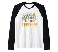 Back to School 1st Grade Teacher Wildflower Maglia con Maniche Raglan
