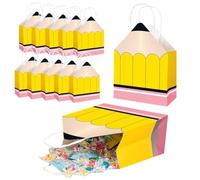 Back to School Bags | 12 pezzi First Day Pencil Shaped Teacher Bags | 12 sacchetti per caramelle per il ritorno a scuola, laurea, scuola materna, asilo, ragazzi, ragazze, compleanno, ritorno a sc