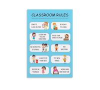 Back to School Classroom Rules Poster for Teachers Classroom Decor and Behavior Management(12x18inch(30x45cm),Framed)
