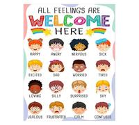 Back to School Feelings Chart for Kids - Emotions Learning Mental Health Poster for Classroom Calming Corner Decor(Framed,08x12inch(20x30cm))