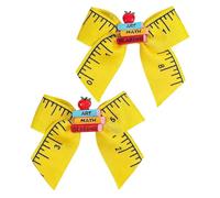 Back to School Hair Bow Clips - Ruler & Pencil Printed Barrettes | Girl's H | 2-Piece Fabric Bow Set, 2.76x4.33in Strong Hold No-Damage Design, Ruler & Alphabet , Ideal For Daily Wear & Graduation