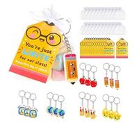 Back to School Keychains - 24 Pack Acrylic Backpack Charms & Cards Set