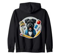 Back To School Nero Russian Terrier Cane Ragazzi Ragazze Studente Felpa con Cappuccio