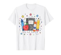 Back To School Supplies Teacher Classroom Pencil Apple Art Maglietta