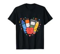 Back To School Supplies Teacher Classroom Pencil Apple Art Maglietta