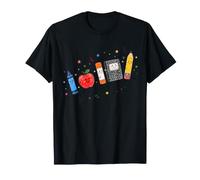 Back To School Supplies Teacher Classroom Pencil Apple Art Maglietta