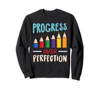 Back to School Teacher Motivational Progress Over Perfection Felpa
