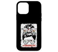 Back To School Teacherlife Women Teacher Messy Bun Life Custodia per iPhone 12 mini