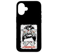 Back To School Teacherlife Women Teacher Messy Bun Life Custodia per iPhone 16