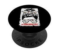 Back To School Teacherlife Women Teacher Messy Bun Life PopSockets PopGrip Adesivo