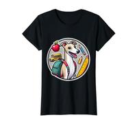 Back To School Whippet Cane Ragazzo Ragazza Proprietario Studente Bambini Bambino Maglietta con Stampa Grafica Economica, Donna, Nero, L