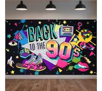Back to the 90s Theme Party Decorations Backdrop, Retro Hanging Banner anni '90 Fondali per servizio fotografico, Hip Hop Graffiti Wall Decor Sfondo, Throwback 90's Birthday Party Yard Sign, 180 x 109