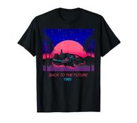 Back To The Future 1985 Neon Delorean Sunset Maglietta