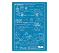 Back To The Future Art Print Time Machine Blueprint Limited Edition 42 x 30 cm