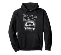 Back to The Future Delorean Che Vola Via Felpa con Cappuccio, Unisex per Adulti, Nero, XL