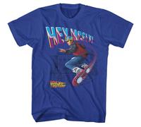 Back To The Future Hey Mcfly T-Shirt Adulto Manica Corta Cotone Blu Girocollo