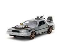 Back to the Future III Hollywood Rides Diecast Model 1/24 DeLorean Time Machi...