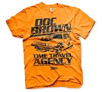 Back To The Future Licenza Ufficiale Doc Marrone Time Travel Agency Uomo Maglietta (Arancia), X-Large