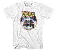 Back To The Future Logo E Auto Cerchio Bianco Solido Adulto T-Shirt
