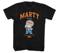 Back To The Future - Marty Cartoon Carattere - Manica Corta Nero Adulto T-Shirt