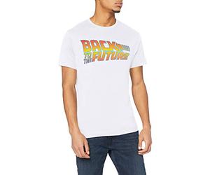 Back To The Future Men's Logo Regular Fit Crew Neck Short Sleeve T - Shirt, White (White White), Medium