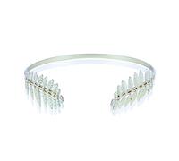 Back-worn - Cuffia in metallo, motivo: foglie dorate, per la schiena della testa, in metallo, per donne (argento, #)