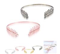 Back-Worn Leaf Metal Headband, Fashion Gold Leaf Back-Worn Goddess Headpieces, Goddess Headpiece for Back-of-Head Wear - Perfect for Weddings (Copper+Pink)
