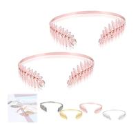 Back-Worn Leaf Metal Headband,Gold Leaf Bridal Wedding Headpiece,Fashion Back-Worn Goddess Headpieces,Perfect for Weddings, Proms, Festivals, Bridal Showers & Cosplay (Pink #2)