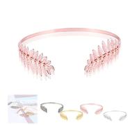 Back-Worn Leaf Metal Headband,Gold Leaf Bridal Wedding Headpiece,Fashion Back-Worn Goddess Headpieces,Perfect for Weddings, Proms, Festivals, Bridal Showers & Cosplay (Pink #1)