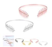 Back-Worn Leaf Metal Headband,Gold Leaf Bridal Wedding Headpiece,Fashion Back-Worn Goddess Headpieces,Perfect for Weddings, Proms, Festivals, Bridal Showers & Cosplay (Silver+Pink)
