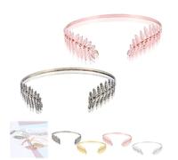 Back-Worn Leaf Metal Headband,Gold Leaf Bridal Wedding Headpiece,Fashion Back-Worn Goddess Headpieces,Perfect for Weddings, Proms, Festivals, Bridal Showers & Cosplay (Copper+Pink)