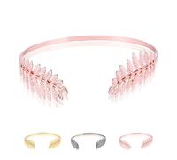 Back-Worn Leaf Metal Headband, Gold Leaf Bridal Wedding Headpieces Goddess Headpiece for Back of Head, Goddess Crown Hair Wrap for Womens Wedding Proms Parties (Rose Gold)