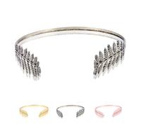 Back-Worn Leaf Metal Headband, Gold Leaf Bridal Wedding Headpieces Goddess Headpiece for Back of Head, Goddess Crown Hair Wrap for Womens Wedding Proms Parties (Ancient Blue)