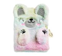 Back2Fun - Diario segreto, Dimensioni 131 x 182 x 20 mm, Copertina in poliestere effetto peluche, Dettagli ricamati, Diario segreto con lucchetto e chiavi, 80 fogli rigati da 80 g/m², Cartoleria carina, Orso