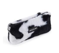Back2Fun - Astuccio in peluche morbido per il cole, per l'uso quotidiano, per scuola con cerniera e manico in silicone, ideale per materiale scolastico, trucco o accessori, Nero, 210 x 85 x 42 mm