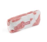 Back2Fun - Astuccio in peluche morbido per il cole, per l'uso quotidiano, per scuola con cerniera e manico in silicone, ideale per materiale scolastico, trucco o accessori, rosa, 211 x 85 x 42 mm