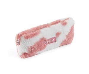 Back2Fun - Astuccio in peluche morbido per il cole, per l'uso quotidiano, per scuola con cerniera e manico in silicone, ideale per materiale scolastico, trucco o accessori, rosa, 211 x 85 x 42 mm