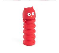 Back2Fun - Astuccio scuola 2 in 1 estensibile in silicone morbido, Portapenne retrattile con chiusura a zip, Design kawaii gufo